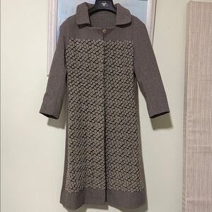 Anthropologie Shannon McLean  Tan Lace Floral Wool Lace Women Coat Size: S